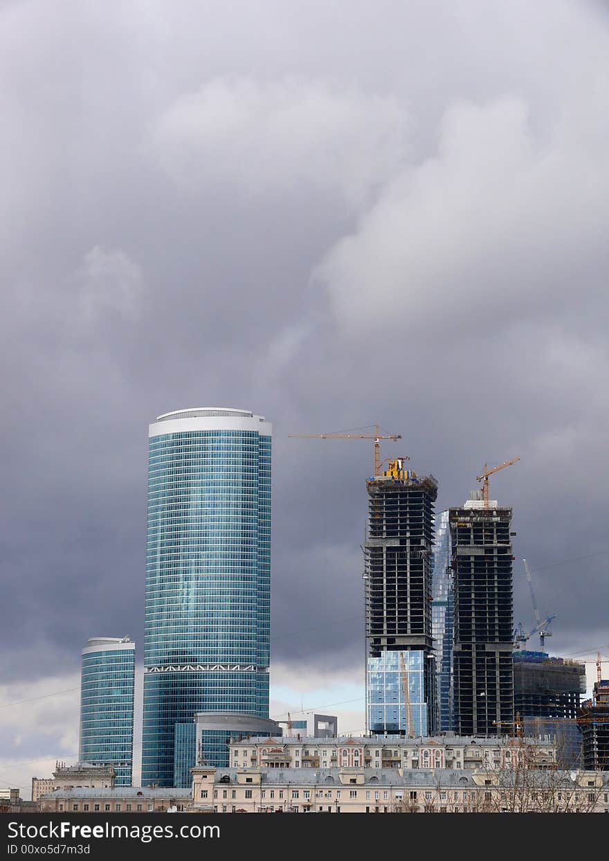 New buildings in Moscow. Construction.