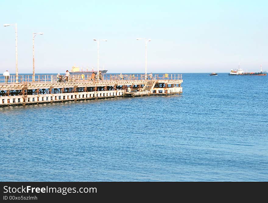 People on the pier in summer.