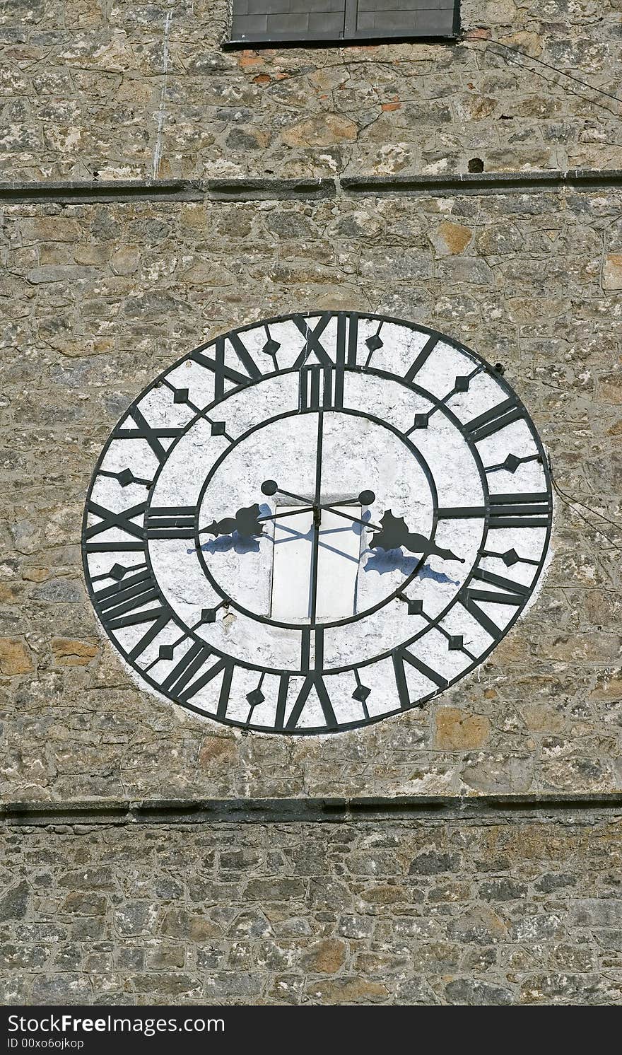 Old tower clock on a church tower. Old tower clock on a church tower