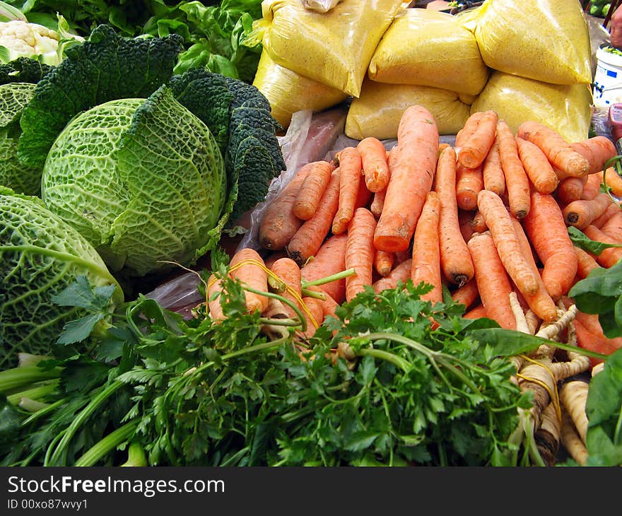 Carrot and cabbage vegetable selling at Piazza