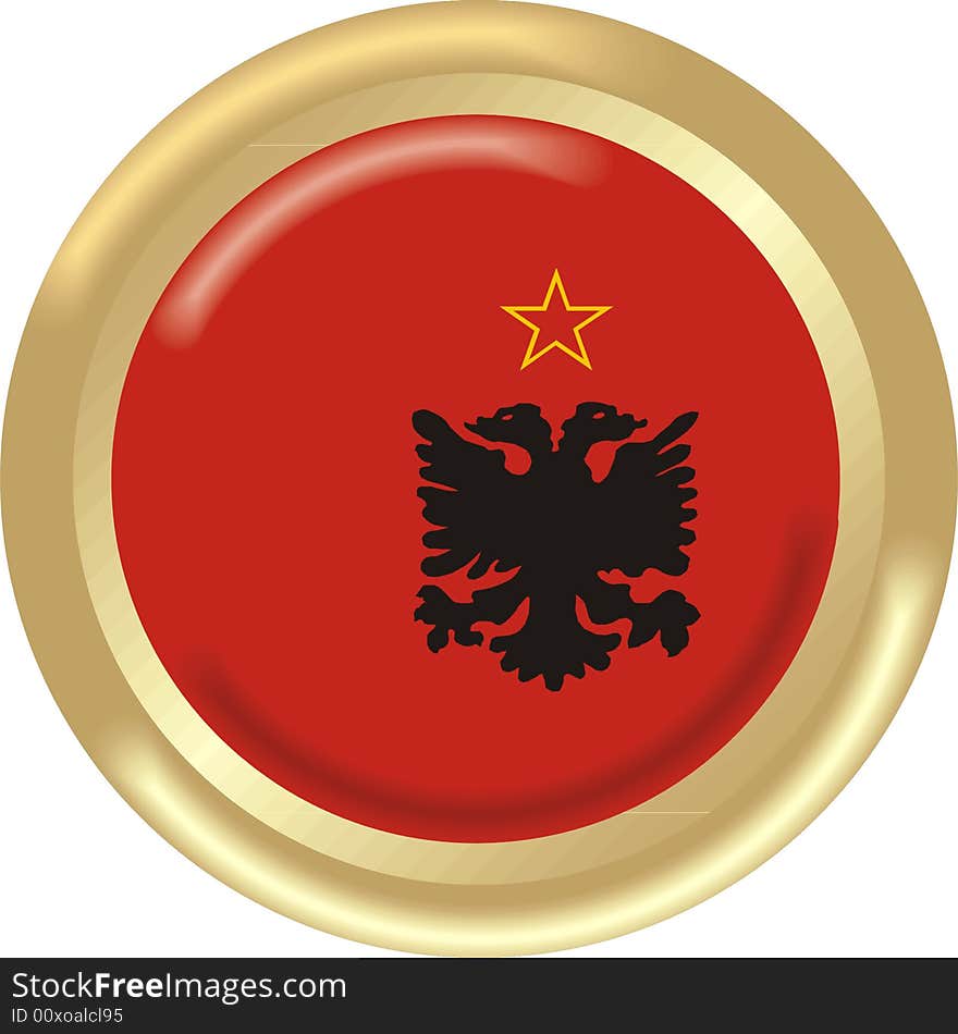 Art illustration: round medal with the flag of albania