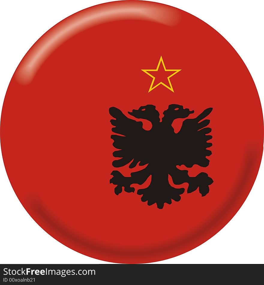 Art illustration: round medal with the flag of albania