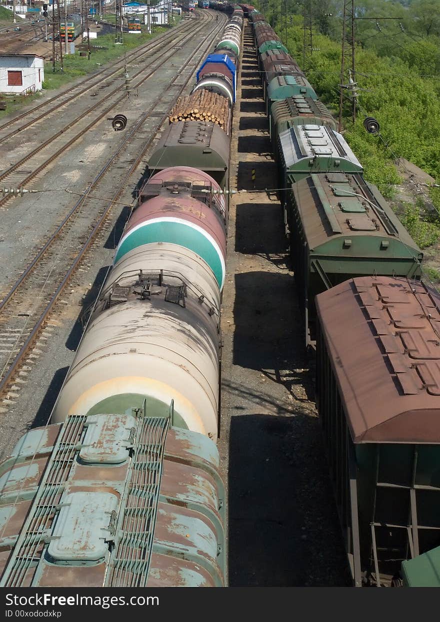 Train on railway in Russian rides