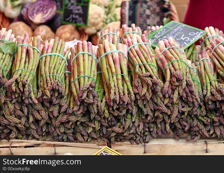 Fresh asparagus bundles