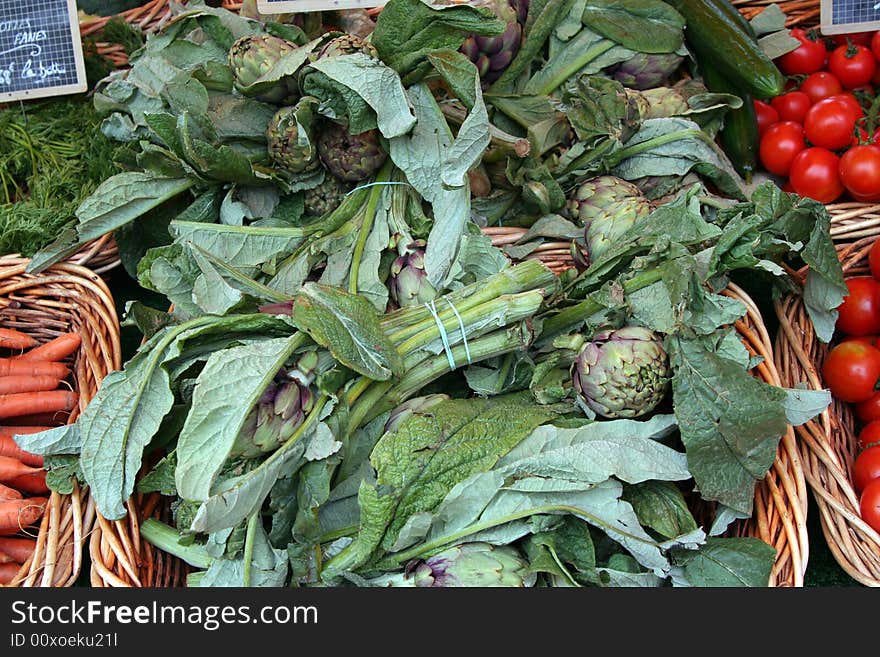 Fresh artichokes at the market