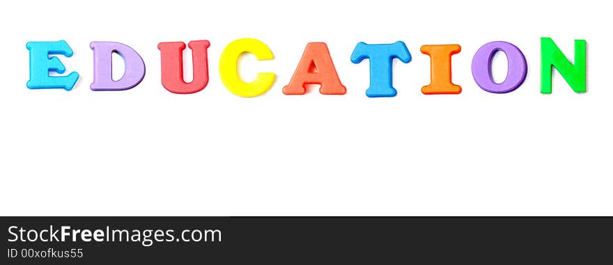 Colored letters spelling the word Education