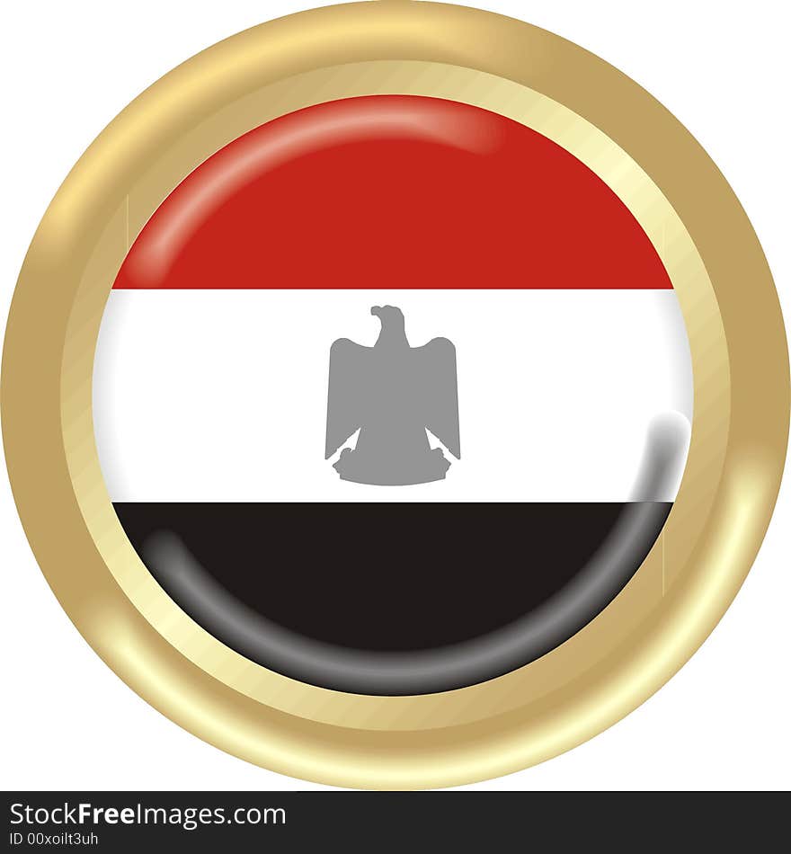 Art illustration: round medal with the flag of egypt