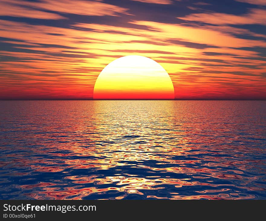 Beautiful sea and sky at sunset - digital artwork. Beautiful sea and sky at sunset - digital artwork