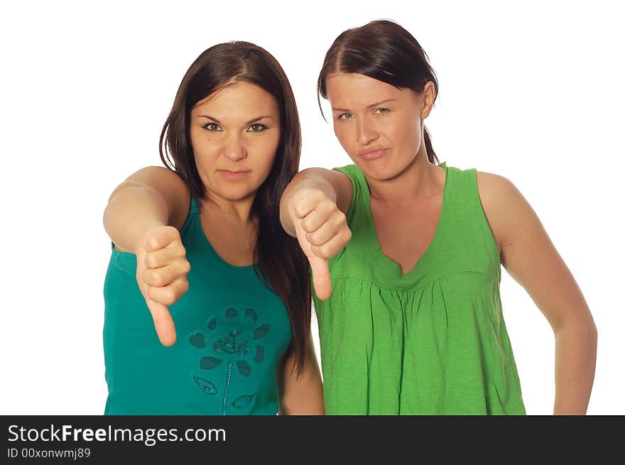 Two attractive women on white background. Two attractive women on white background