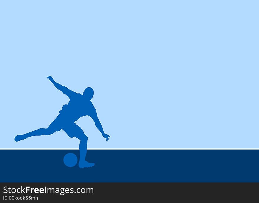 Silhouette of a Footballer kicking a football. Silhouette of a Footballer kicking a football