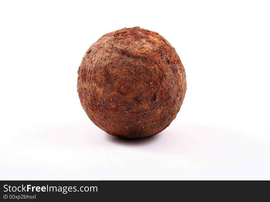 Rusted ball isolated over white background