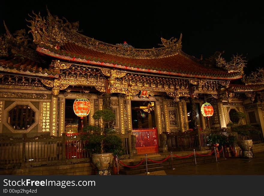 Chinese Temple Night Scene