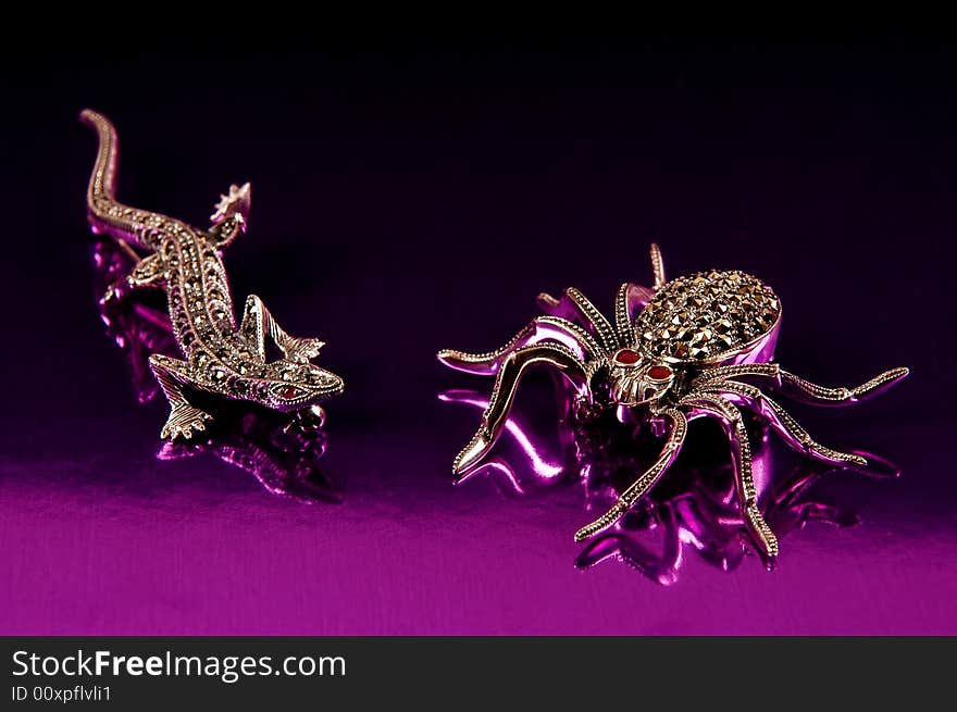 Beautiful jeweller ornaments in the form of animals