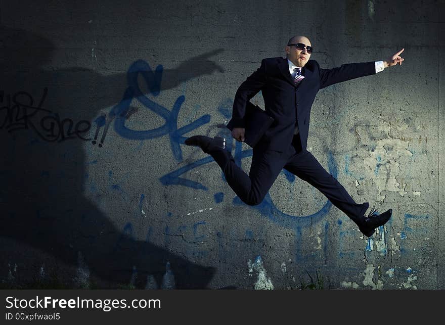 Jumping businessman.