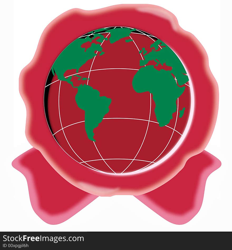 Red Seal With Globe