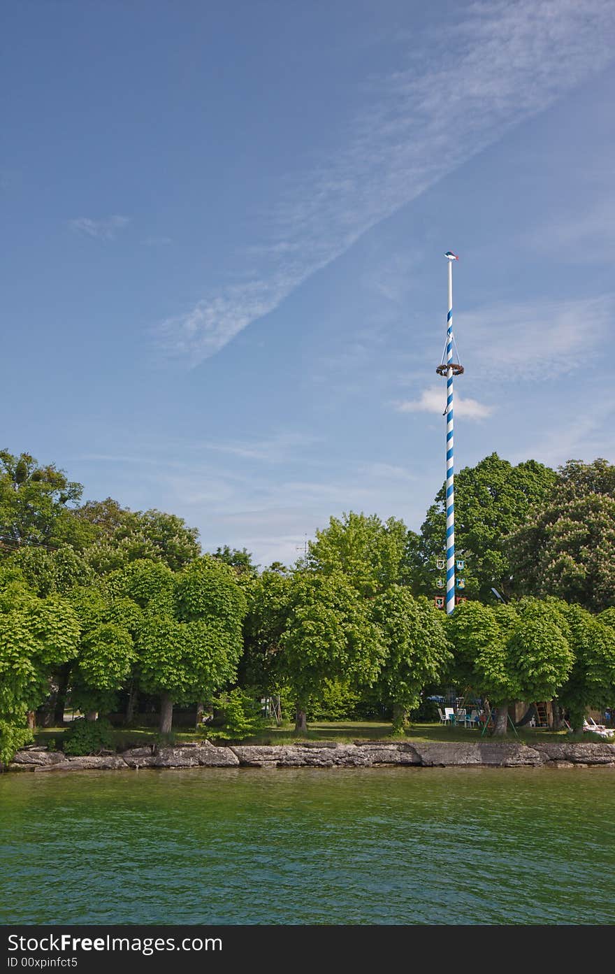 Bavarian maypole on starnberg lake