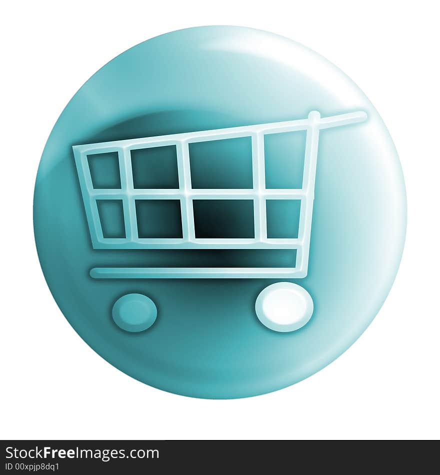 Illustration of a cart for buying in internet in blue light tones. Illustration of a cart for buying in internet in blue light tones