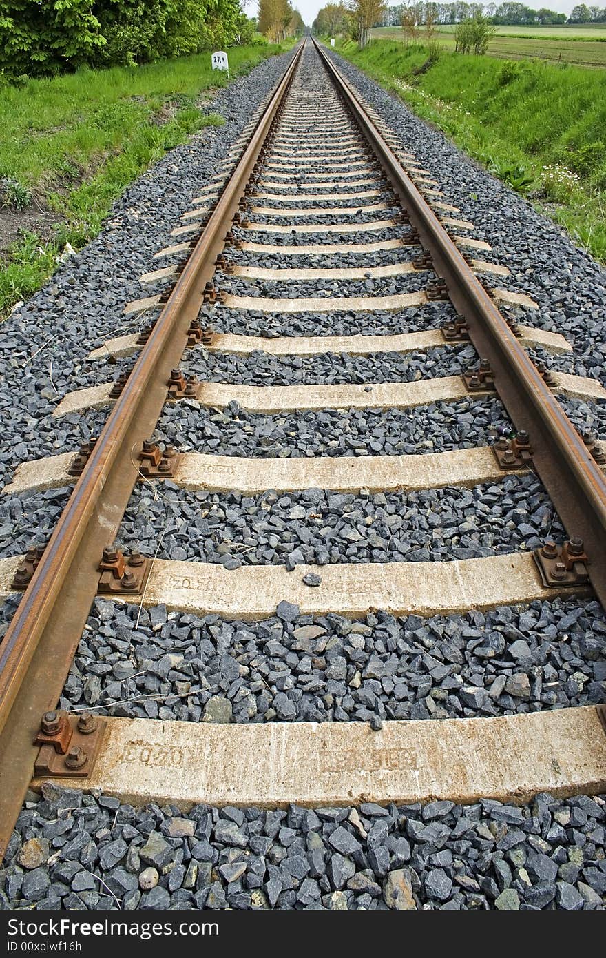 Railroad track leading to infinity