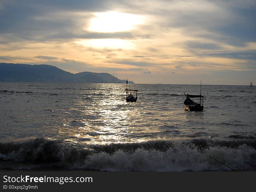 Sunset scenery at a natural coast. Sunset scenery at a natural coast