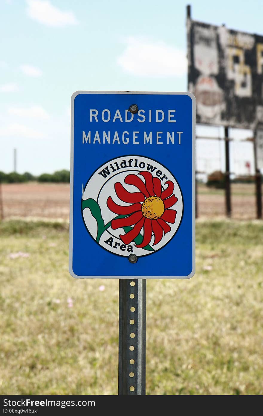 View of Wildflower Management Area Sign