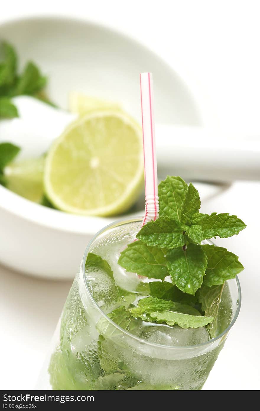 Mojito cocktail on white background