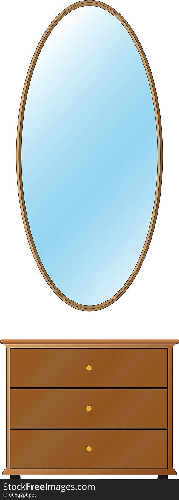 Wall mirror with bedside-table. Easy to modify. Wall mirror with bedside-table. Easy to modify