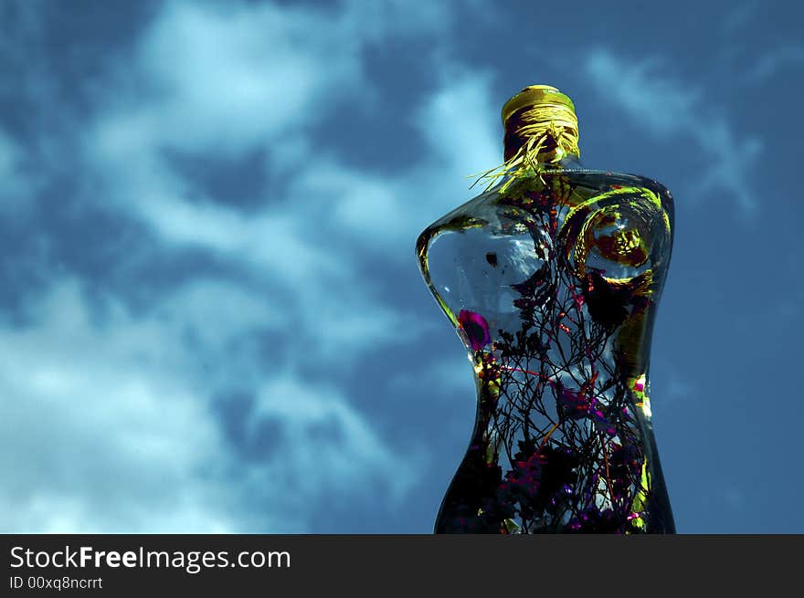 Blue sky and Flowers Woman