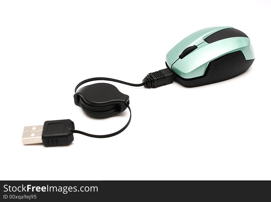 An USB cordless mouse over white background.