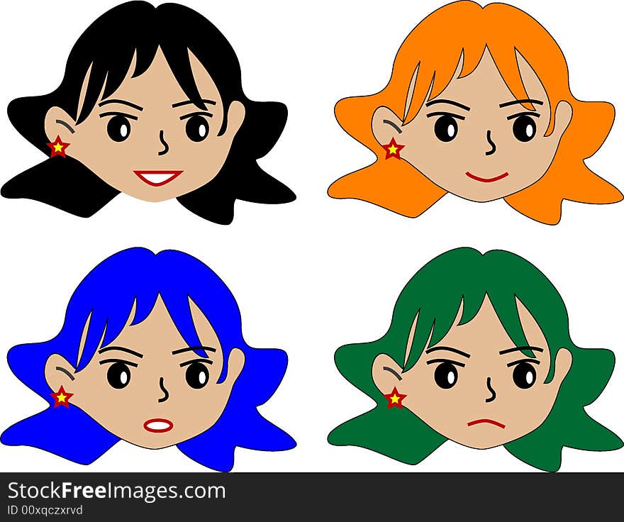 Vector illustration of different expressions. Vector illustration of different expressions