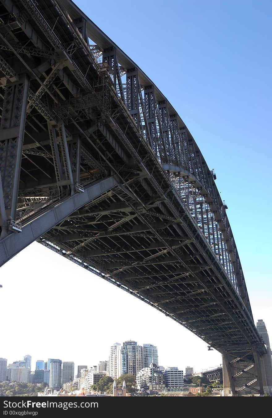 View of underside of the Sydney Harbour Bridge