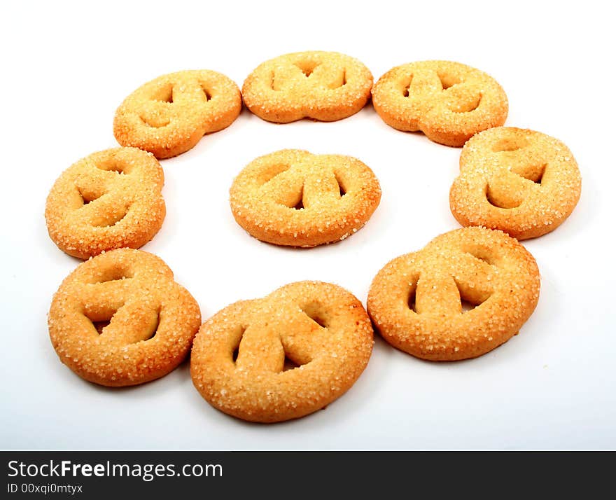 Set of tasty cookies over white background. Set of tasty cookies over white background