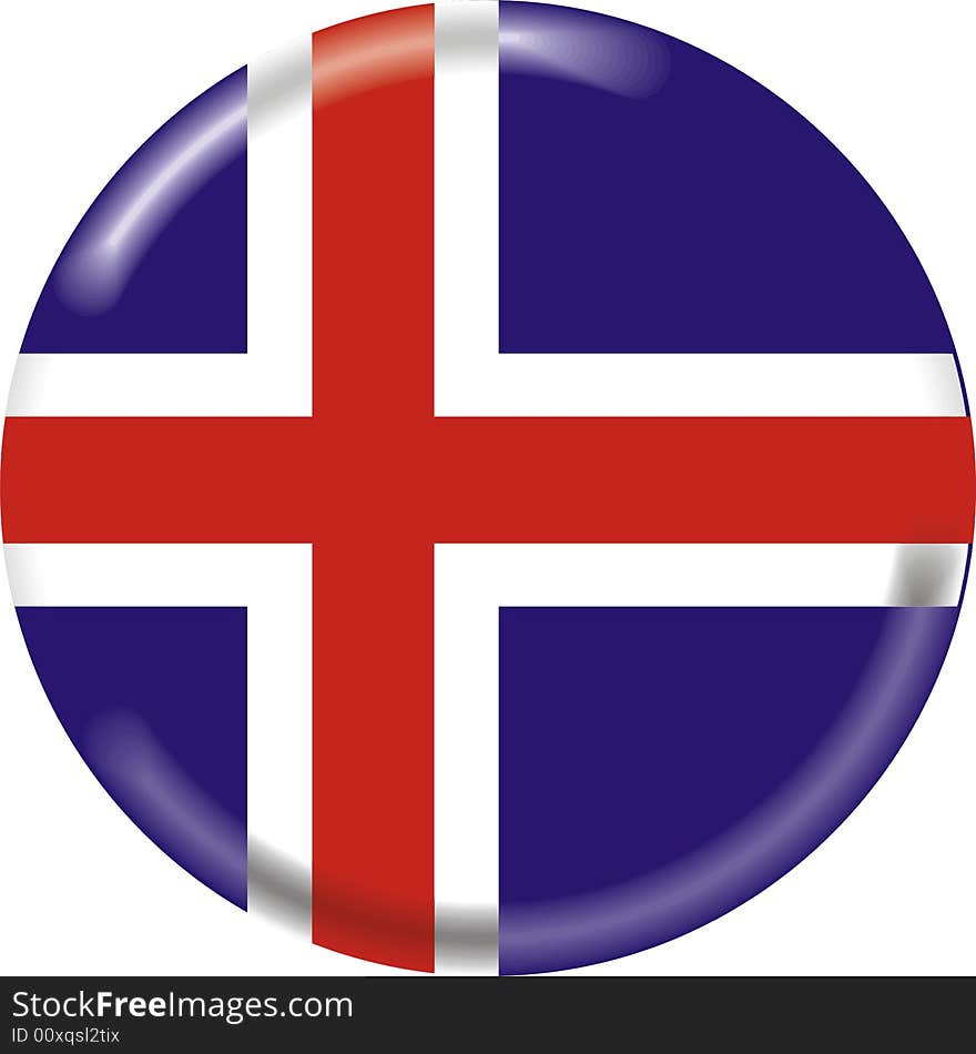 Art illustration: round medal with the flag of iceland