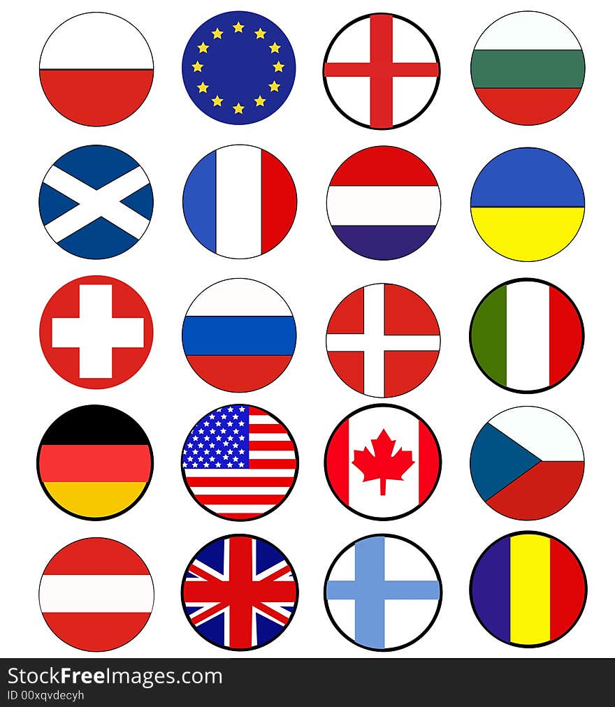 Vector flags on white background