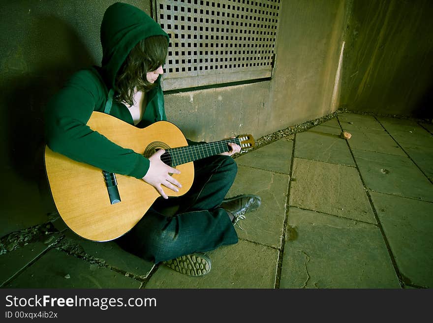 Young guitar performer