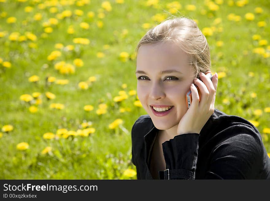 Young Woman Calling By Mobile Phone