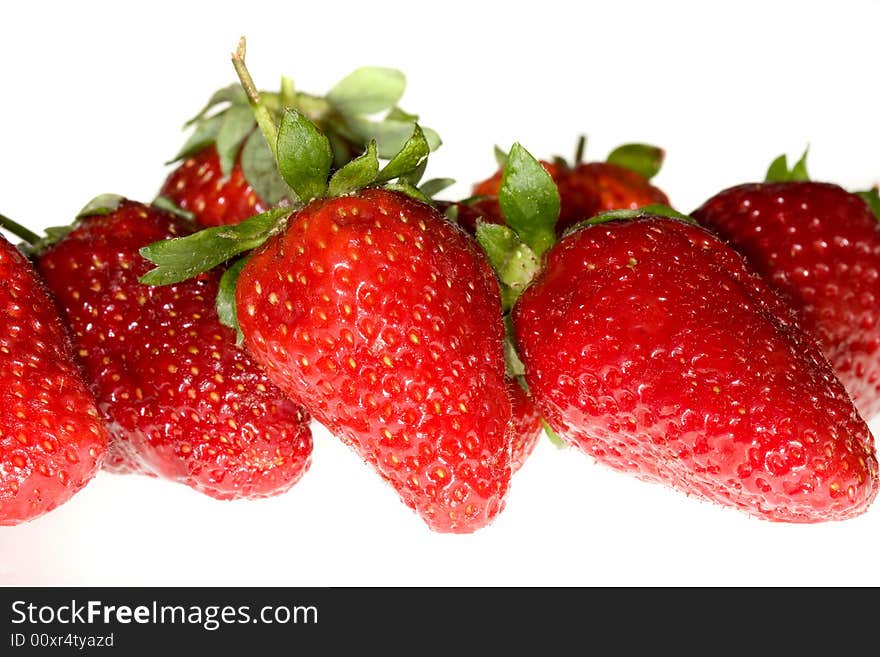 Delicious strawberries on white background