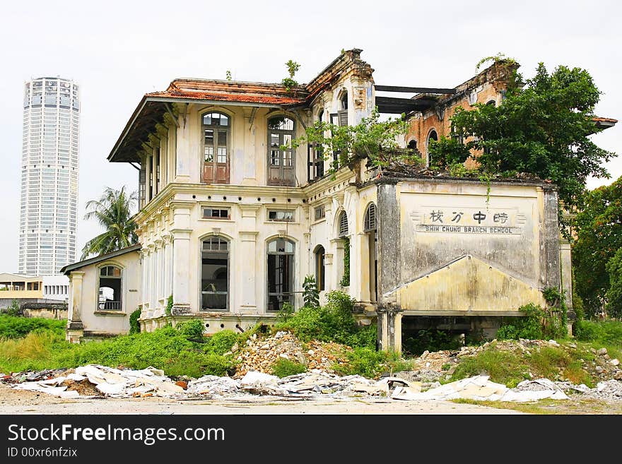 A ruin of an old school that was abandoned. A ruin of an old school that was abandoned.