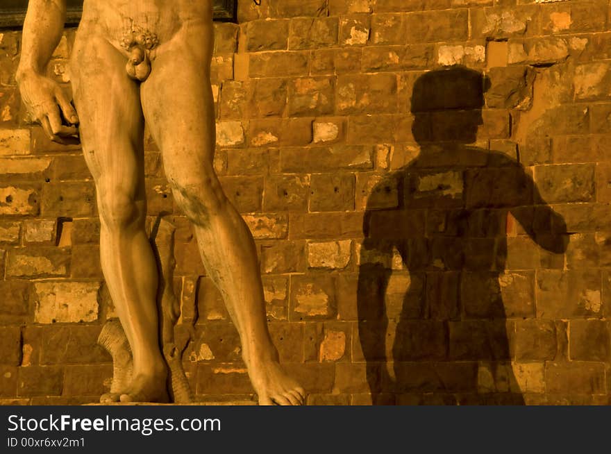 Shadow of Michelangelo s David on wall, Piazza Del