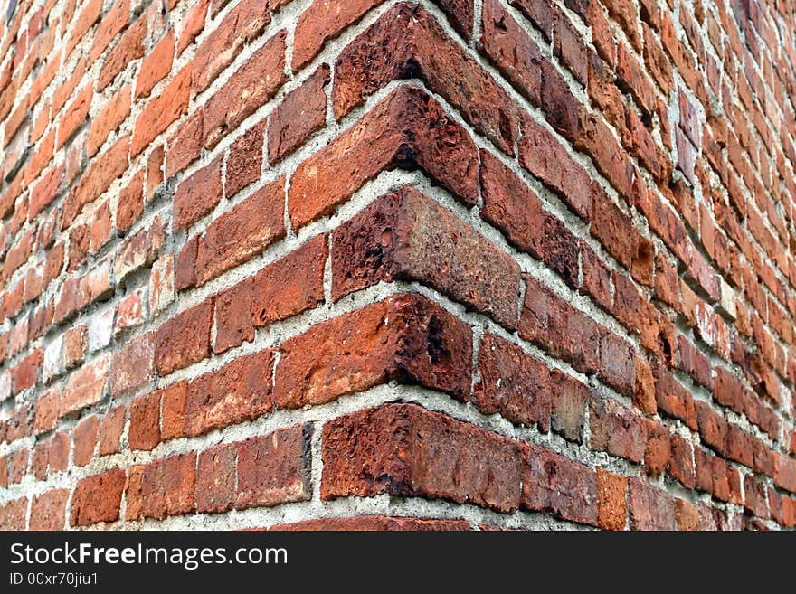 Strong, red brick wall - corner