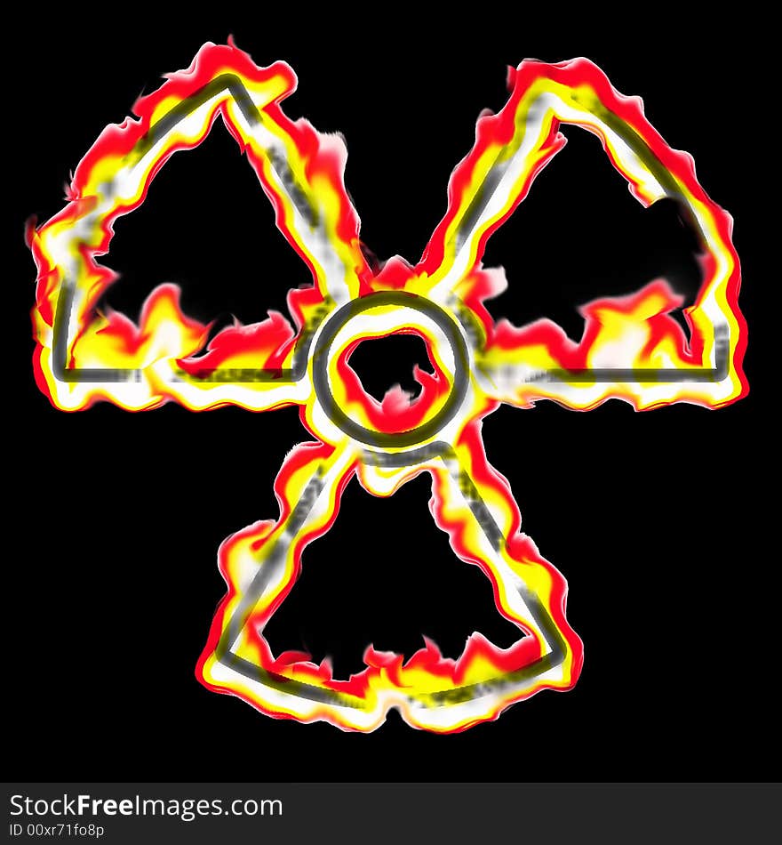 Illustration of the burning radiation sign