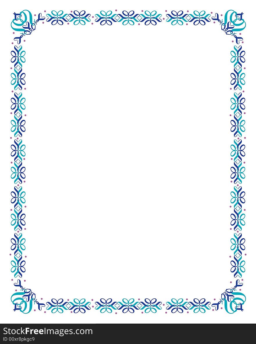 Blue and lilac vector ornamental frame