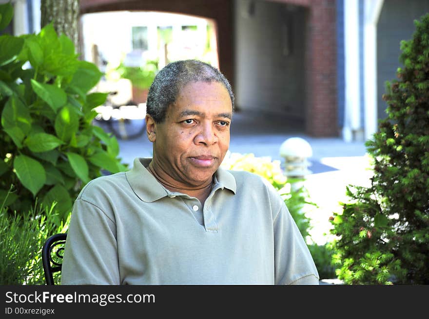 Portrait of a african american male outdoors.