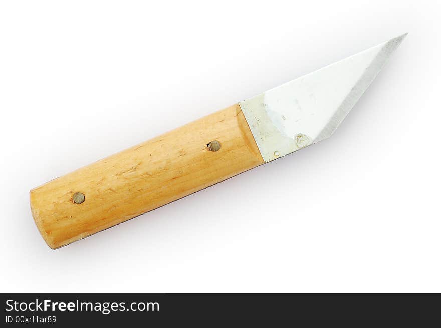 Sharp furrier's knife with wooden hand. Sharp furrier's knife with wooden hand.