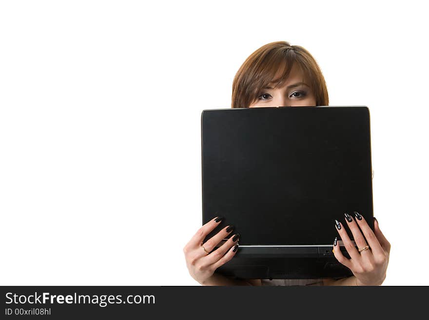 Businesswoman with laptop.