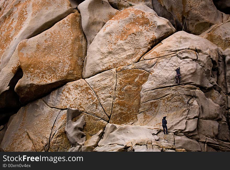 Rock Climbers on the Giant Wall. Rock Climbers on the Giant Wall