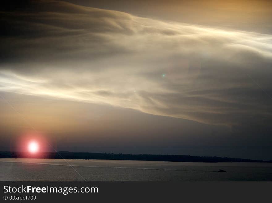 A sunset and the sea