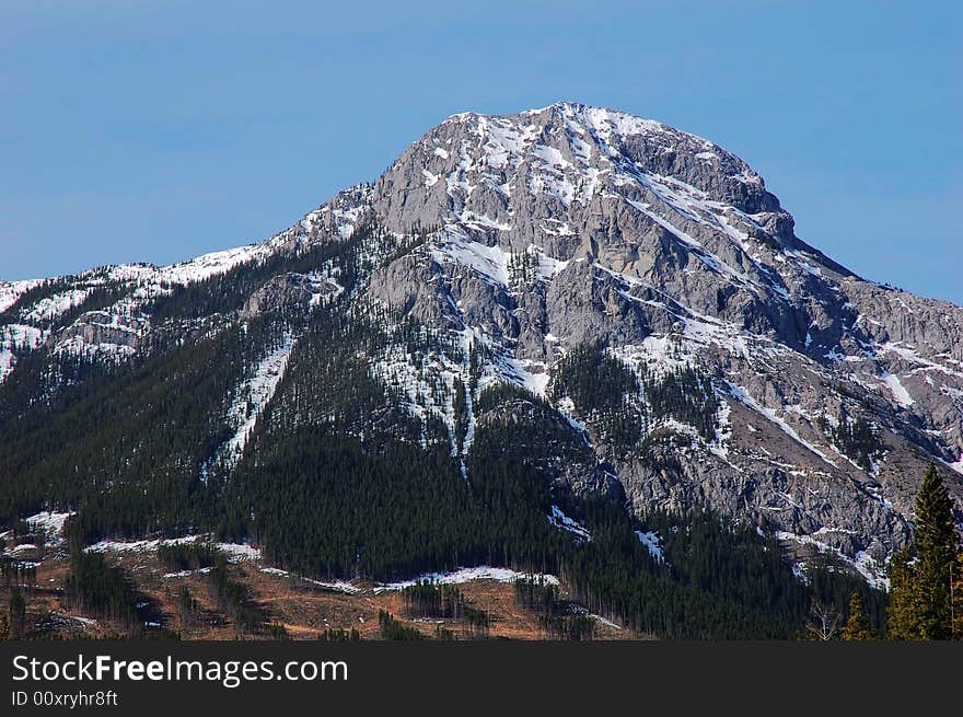 Snow peak of rocky mountain in kananaskis country, alberta, canada. Snow peak of rocky mountain in kananaskis country, alberta, canada