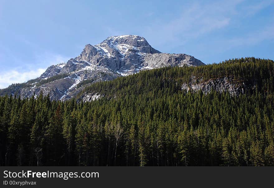 Mountain peak and forests