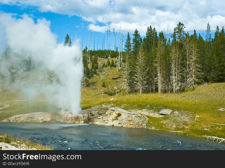 Erupting geyser