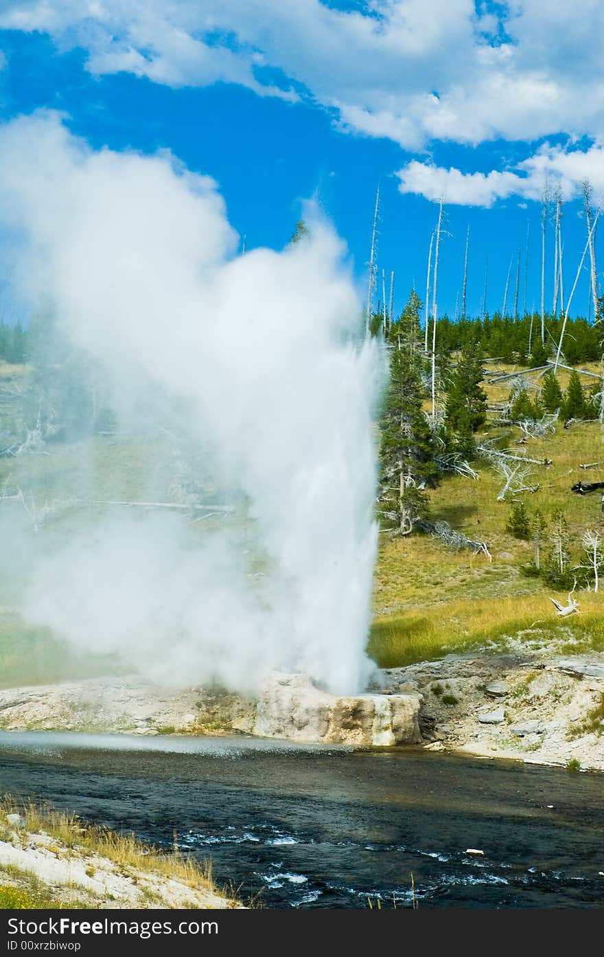 Erupting geyser